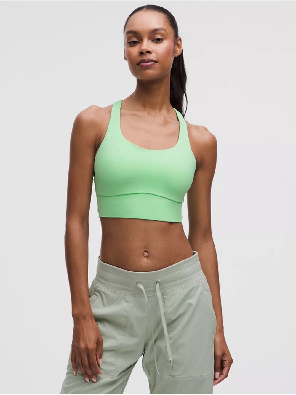 Lululemon Energy Longline Bra Medium Support Evolve Citra Lime Medium